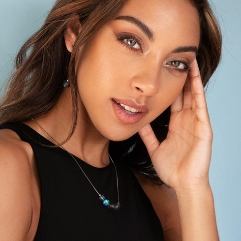Gris | Argent sterling .925 | Collier fermoir infini verre sirène